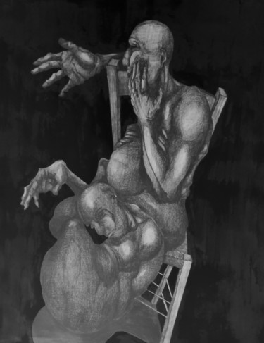 Drawing titled "Alone - Together" by Dominique Laude, Original Artwork, Graphite
