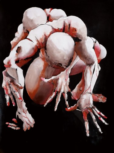 1 Etreinte Peinture intitulée "1 Etreinte" par Laude, Œuvre d'art originale, Huile