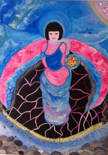 Painting titled "Dominette entre cie…" by Dominique Lerou (DOMINETTE), Original Artwork, Acrylic