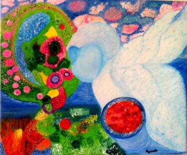 Peinture intitulée "Baby blue" par Dominique Lerou (DOMINETTE), Œuvre d'art originale, Huile
