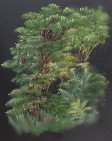 Peinture intitulée "Dans la forêt" par Dominique Maisonneuve, Œuvre d'art originale, Pastel