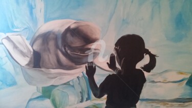 Painting titled "beluga" by Malabry, Original Artwork, Oil