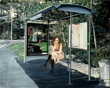 Pittura intitolato "Abri Bus" da Dominique Manchet, Opera d'arte originale, Olio
