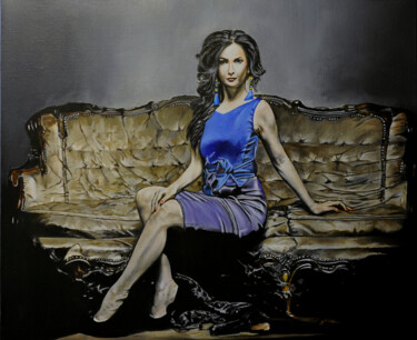 Peinture intitulée "reine noire" par Dominique Manchet, Œuvre d'art originale, Huile