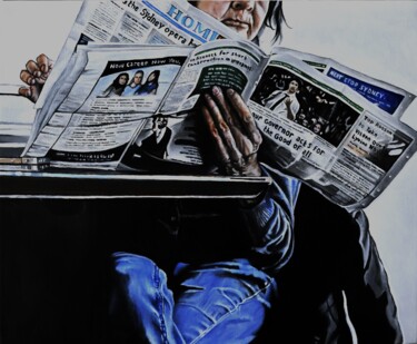 Peinture intitulée "la presse" par Dominique Manchet, Œuvre d'art originale, Huile