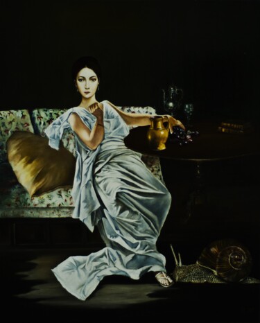 Картина под названием "Cupidon" - Dominique Manchet, Подлинное произведение искусства, Масло Установлен на Деревянная рама д…