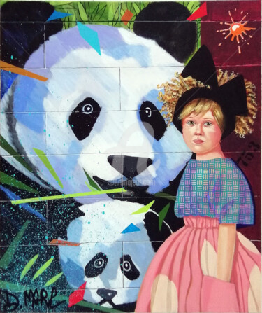 Painting titled "Panda de rues" by Dominique Marc, Original Artwork, Acrylic