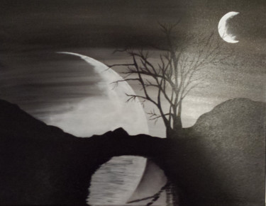 Peinture intitulée "Moon mirror" par Dominique Meier, Œuvre d'art originale, Acrylique