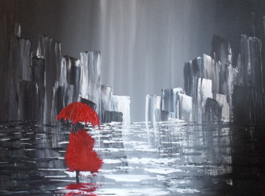Painting titled "Un soir de pluie" by Dominique Meier, Original Artwork, Acrylic