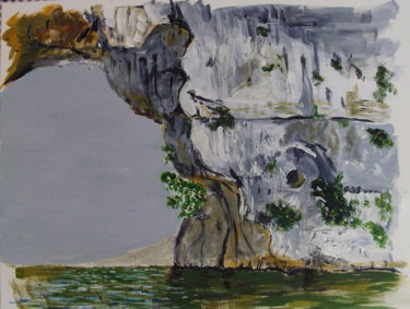 Painting titled "Pont d'Arc" by Dominique Metras, Original Artwork, Acrylic