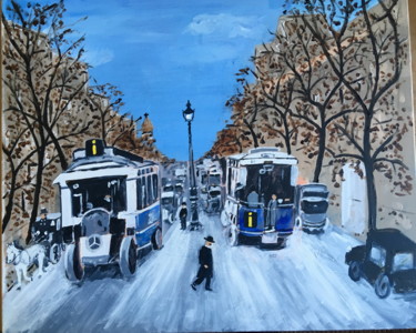 Painting titled "Deux bus i" by Dominique Metras, Original Artwork, Acrylic