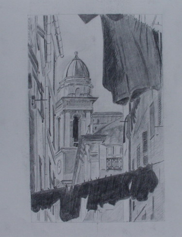 Dessin intitulée "une rue  à Venise" par Dominique Metras, Œuvre d'art originale