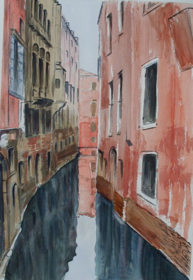 Painting titled "Acqua alta à Venise" by Dominique Metras, Original Artwork