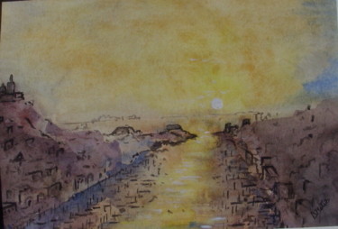 Painting titled "Le Vieux-Port" by Dominique Metras, Original Artwork, Watercolor