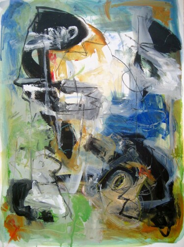 Peinture intitulée "sur la rive" par Dominique Mille, Œuvre d'art originale, Acrylique