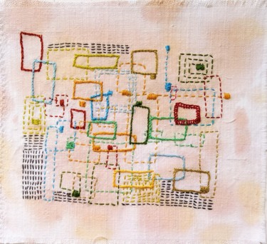 De fil en fil #1 Textile Art titled "De fil en fil #1" by Dominique Mireille Richard, Original Art, Embroidery