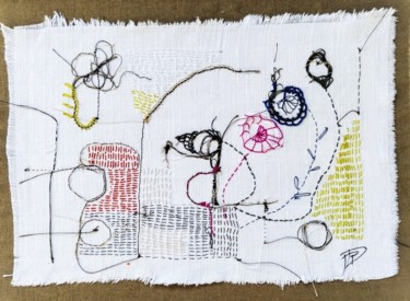 De fil en fil #5 Art textile intitulée "De fil en fil #5" par Dominique Mireille Richard, Œuvre d'art originale, Broderie Monté sur Carton