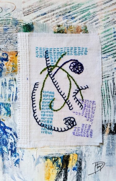 De fil en fil #8 Art textile intitulée "De fil en fil #8" par Dominique Mireille Richard, Œuvre d'art originale, Broderie Monté sur Carton