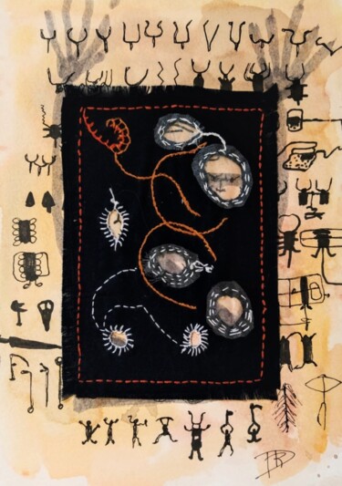 De fil en fil #9 Art textile intitulée "De fil en fil #9" par Dominique Mireille Richard, Œuvre d'art originale, Broderie Monté sur Carton