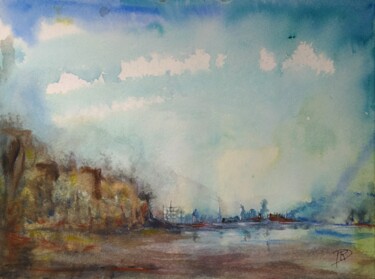 La côte Peinture intitulée "La côte" par Dominique Mireille Richard, Œuvre d'art originale, Aquarelle