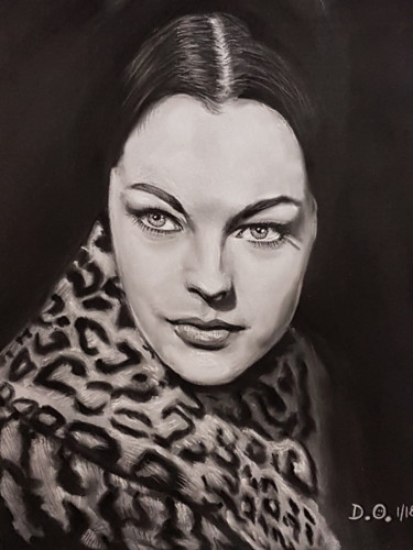 Drawing titled "Romy Schneider" by Dominique Obry, Original Artwork, Pastel