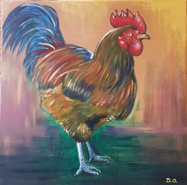 Pintura titulada "Mon coq" por Dominique Obry, Obra de arte original, Acrílico