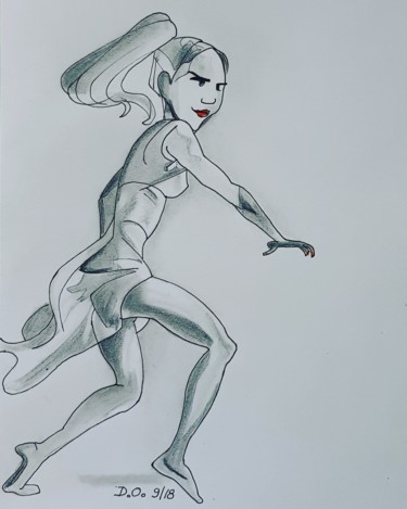 Dessin intitulée "Danseuse dans la lu…" par Dominique Obry, Œuvre d'art originale