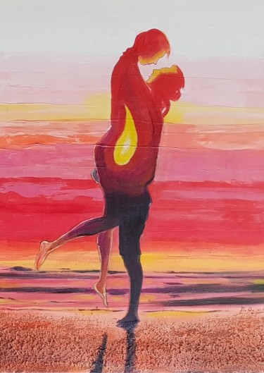 Peinture intitulée "La flamme" par Dominique Obry, Œuvre d'art originale