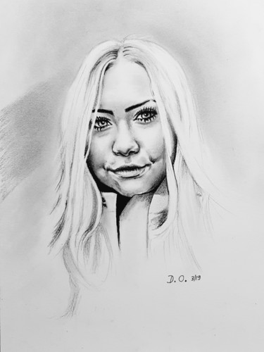 Drawing titled "Une jeune viking de…" by Dominique Obry, Original Artwork