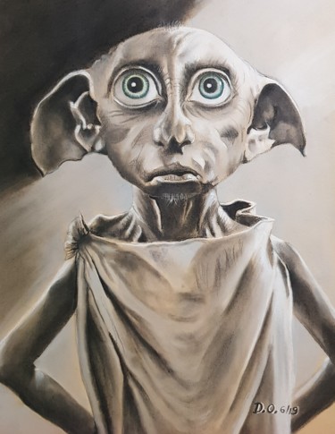 Drawing titled "Dobby" by Dominique Obry, Original Artwork, Pastel