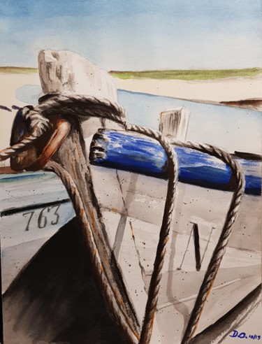 Painting titled "Noirmoutier" by Dominique Obry, Original Artwork, Watercolor