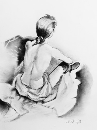Drawing titled "Rousse" by Dominique Obry, Original Artwork, Pastel