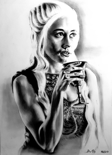Zeichnungen mit dem Titel "Daenerys alias Emil…" von Dominique Obry, Original-Kunstwerk, Pastell