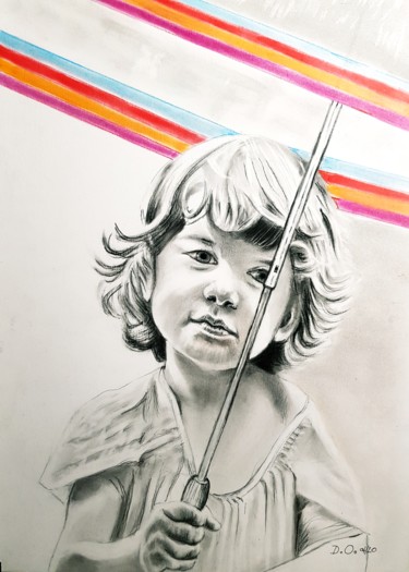 Dessin intitulée "Petite Marie a un n…" par Dominique Obry, Œuvre d'art originale, Crayon