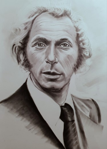 Drawing titled "Pierre Richard" by Dominique Obry, Original Artwork, Pastel