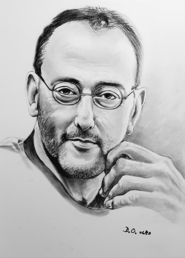 Drawing titled "Jean Reno" by Dominique Obry, Original Artwork, Pastel