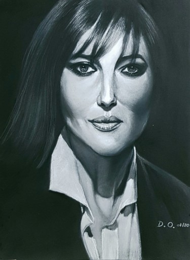 Drawing titled "Monica Bellucci" by Dominique Obry, Original Artwork, Pastel