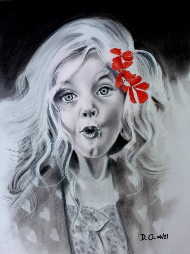 Рисунок под названием "Fleurs à gauche" - Dominique Obry, Подлинное произведение искусства, Пастель
