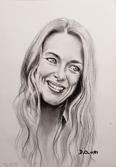 Drawing titled "Sam" by Dominique Obry, Original Artwork, Pencil