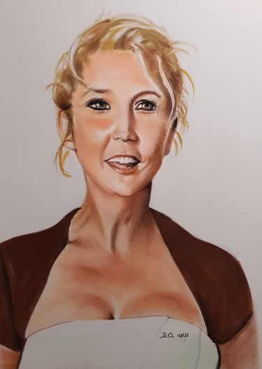 Drawing titled "Virginie Efira" by Dominique Obry, Original Artwork, Pastel