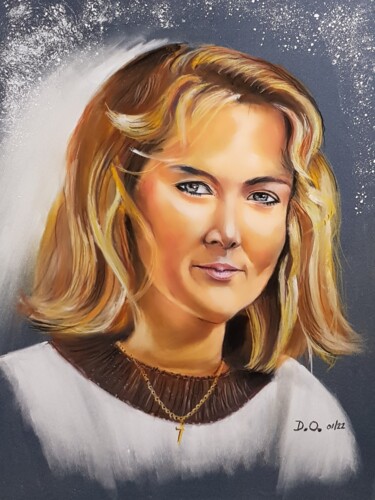 Drawing titled "Stéphanie ma fille…" by Dominique Obry, Original Artwork, Pastel