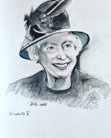 Drawing titled "Elizabeth" by Dominique Obry, Original Artwork, Graphite
