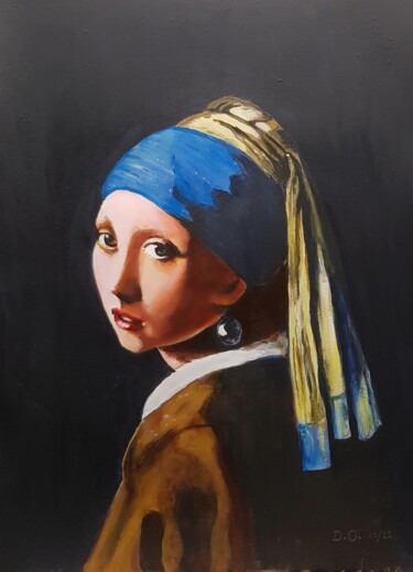 Peinture intitulée "Hommage à Vermeer" par Dominique Obry, Œuvre d'art originale, Acrylique