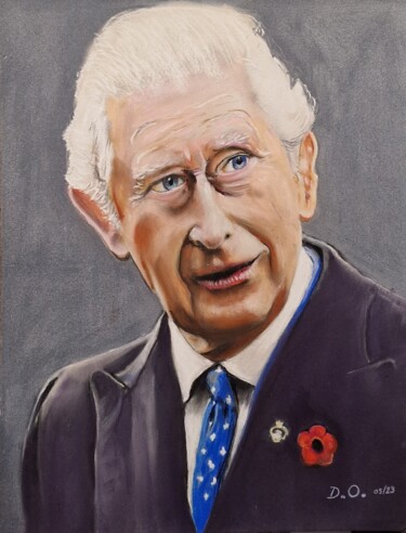 Painting titled "CHARLES III" by Dominique Obry, Original Artwork, Pastel