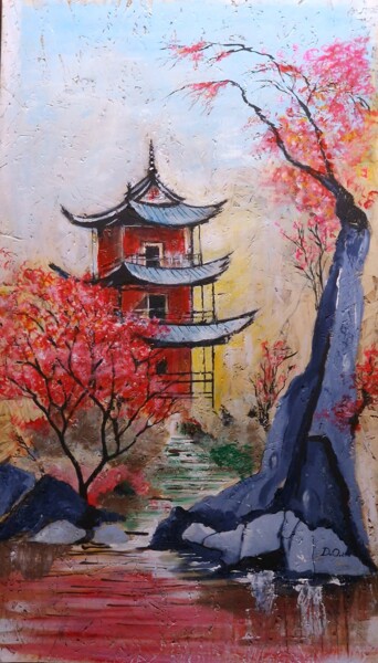 Pintura intitulada "Le Japon" por Dominique Obry, Obras de arte originais, Acrílico