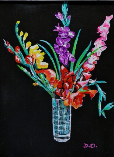 Painting titled "Le bouquet de glaïe…" by Dominique Obry, Original Artwork, Acrylic