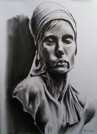 Drawing titled "buste" by Dominique Obry, Original Artwork, Pastel