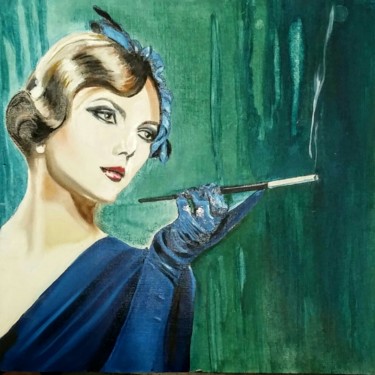 Peinture intitulée "Elle fume" par Dominique Obry, Œuvre d'art originale, Huile