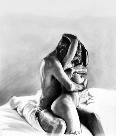 Drawing titled "Couple enlassé.jpeg" by Dominique Obry, Original Artwork