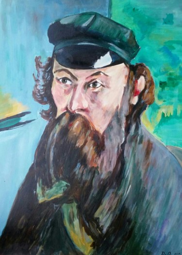 Painting titled "Cezanne vu par mes…" by Dominique Obry, Original Artwork, Acrylic